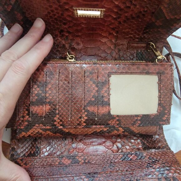 Grand Pelle Handmade 100% Genuine Python Leather Brown Crossbody Wallet - Picture 7 of 13